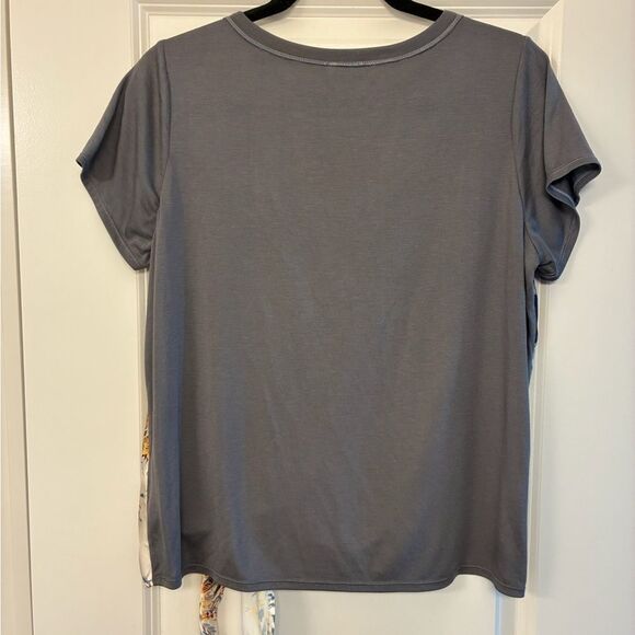 ANTHROPOLOGIE TINY Short Sleeve Jodi Floral Front Tie Blouse Gray Women’s Small - Picture 3 of 6